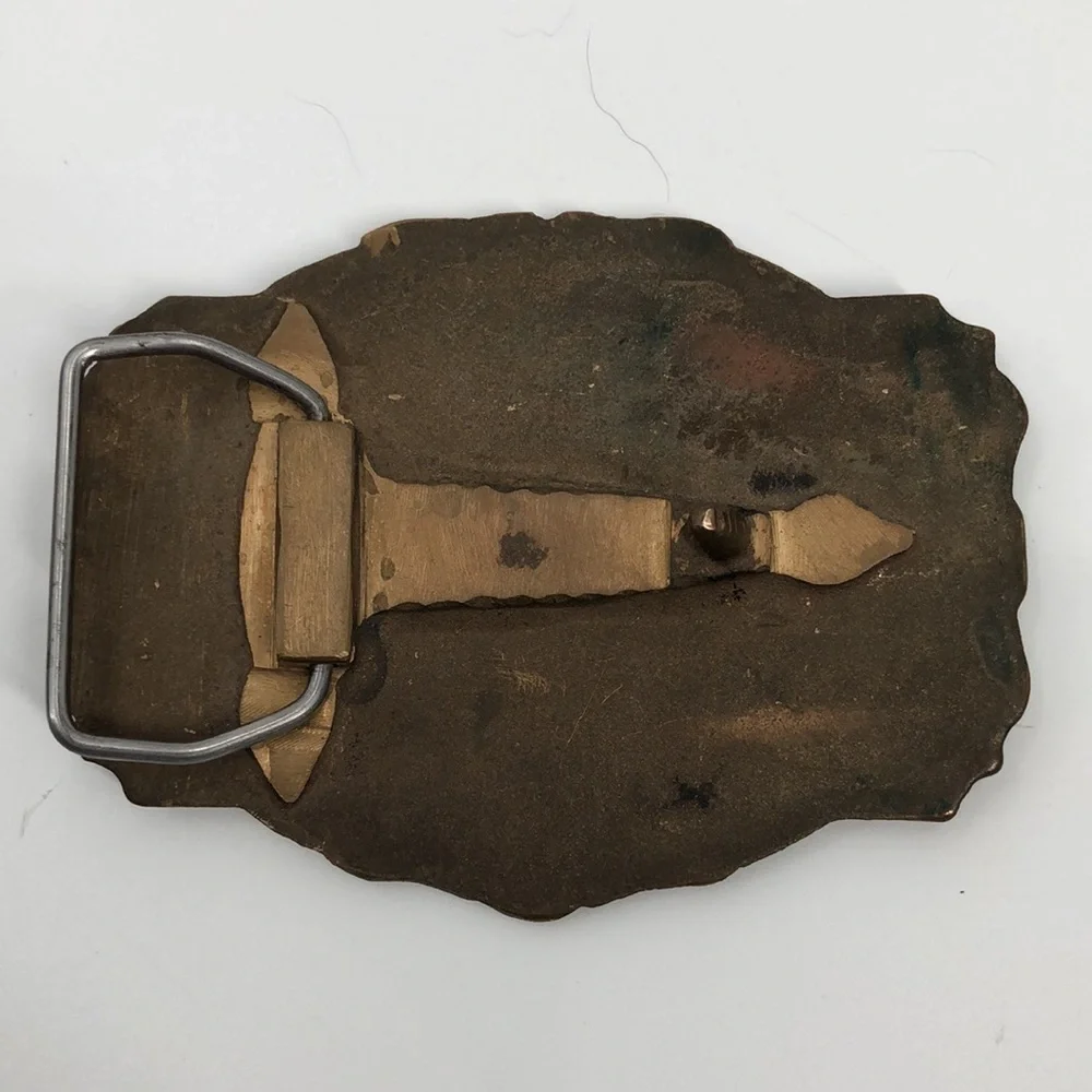 Livingston Wells & Co. Foreign Gold Domestic Dealers Brass Belt Buckle Nautical